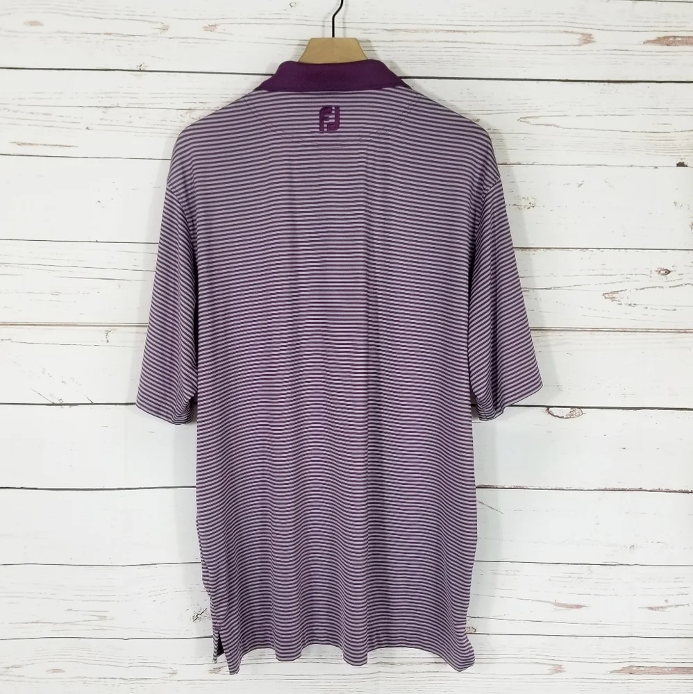 Footjoy | Purple Stripe Dryjoy Performance Golf Polo - Picture 3 of 5
